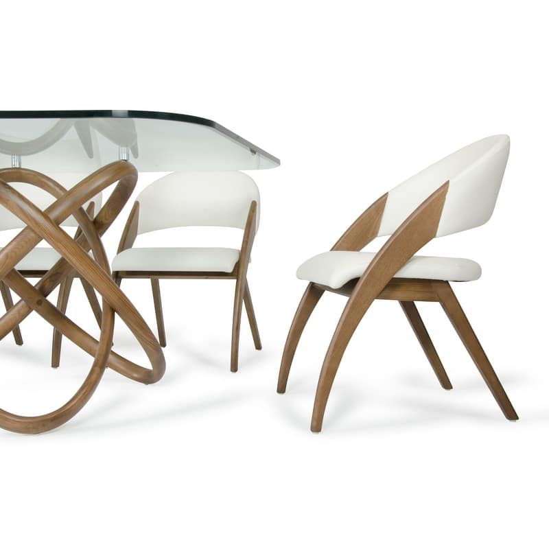 HomeRoots Set of Two Cream And Brown Upholstered Faux Leather Dining Side Chairs