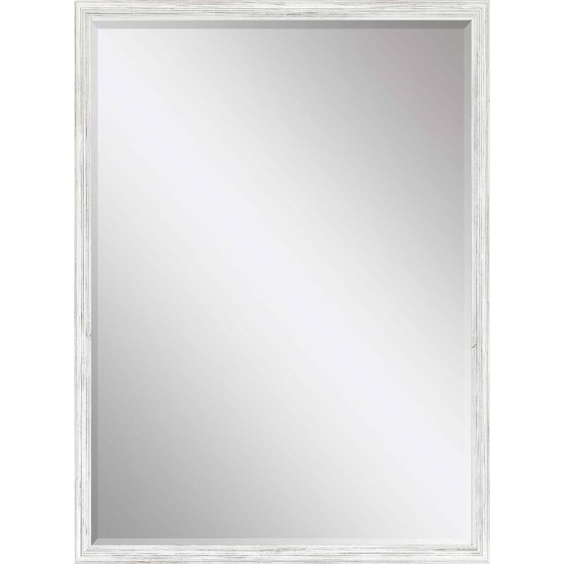 HomeRoots 39" White Wood Accent Mirror - 27.00 in. x 39.00 in. x 1.00 in.