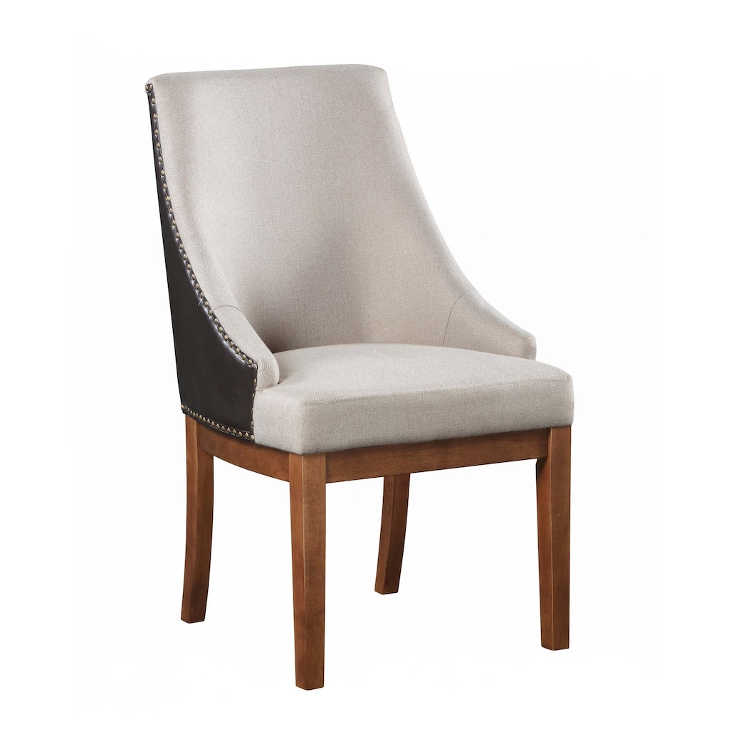 Synthetic Leather & Brown Finish Side Chair ( Set of 2) 