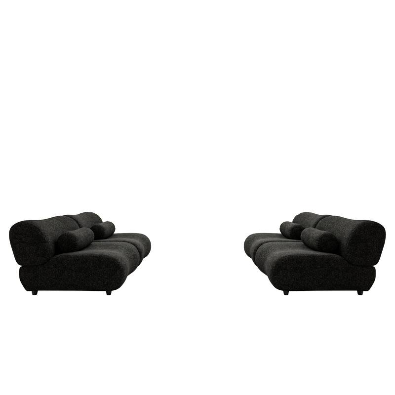 Chenille Modular Sectional Sofa Set, 4-Seater with Reclined Back