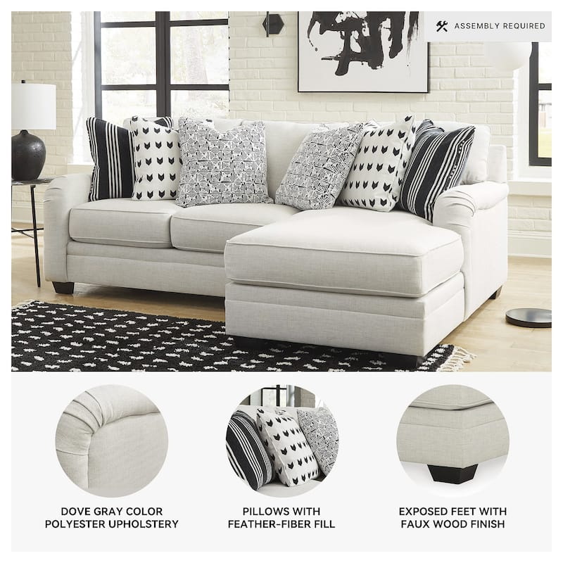 Signature Design by Ashley Huntsworth Dove Gray 2-Piece Sectional with Chaise - 95"W x 66"D x 38"H