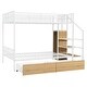 preview thumbnail 7 of 12, Industrial Minimalist Twin Over Full Metal Bunk Bed with Drawer and Lateral Storage Ladder and Wardrobe,Elegant Children Bed