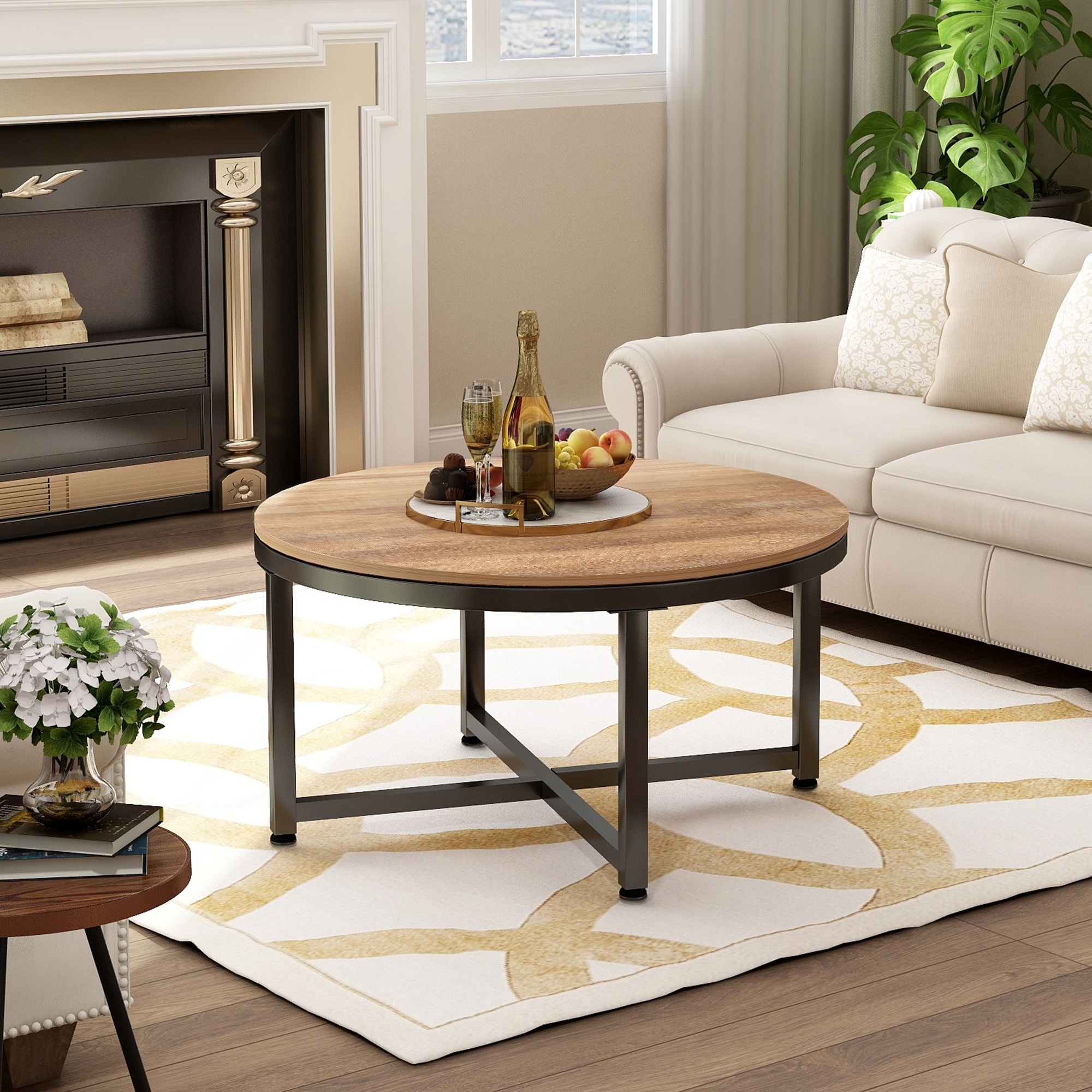 Shop Black Friday Deals On Rustic Design Round Coffee Table On Sale Overstock 31958697