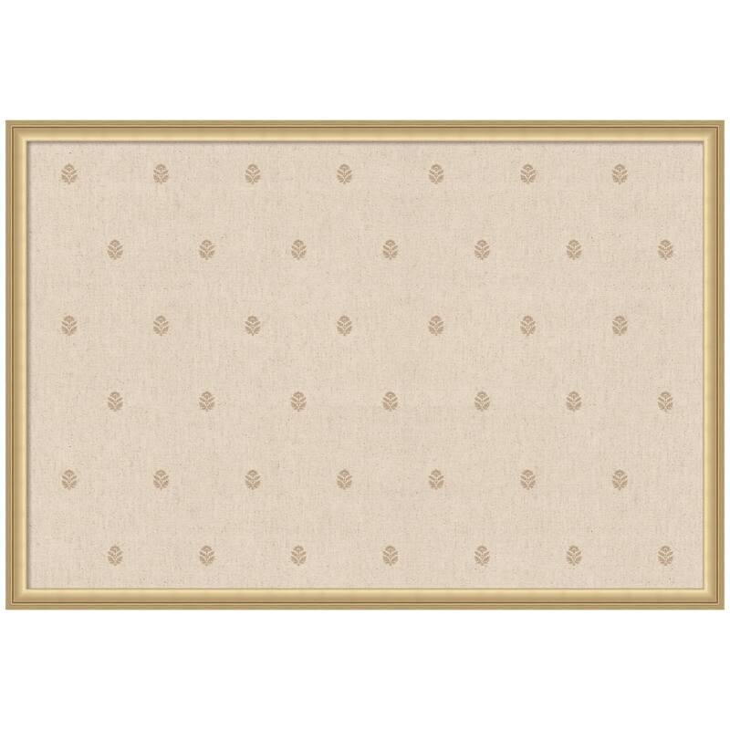 Kate and Laurel Pinboard Beige Botanical Block Print - 38x26 - Florence Gold