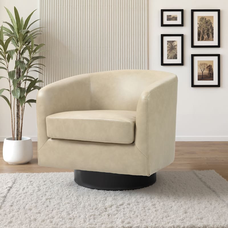 2 Set Modern Wide Round Swivel Accent Barrel Chairs