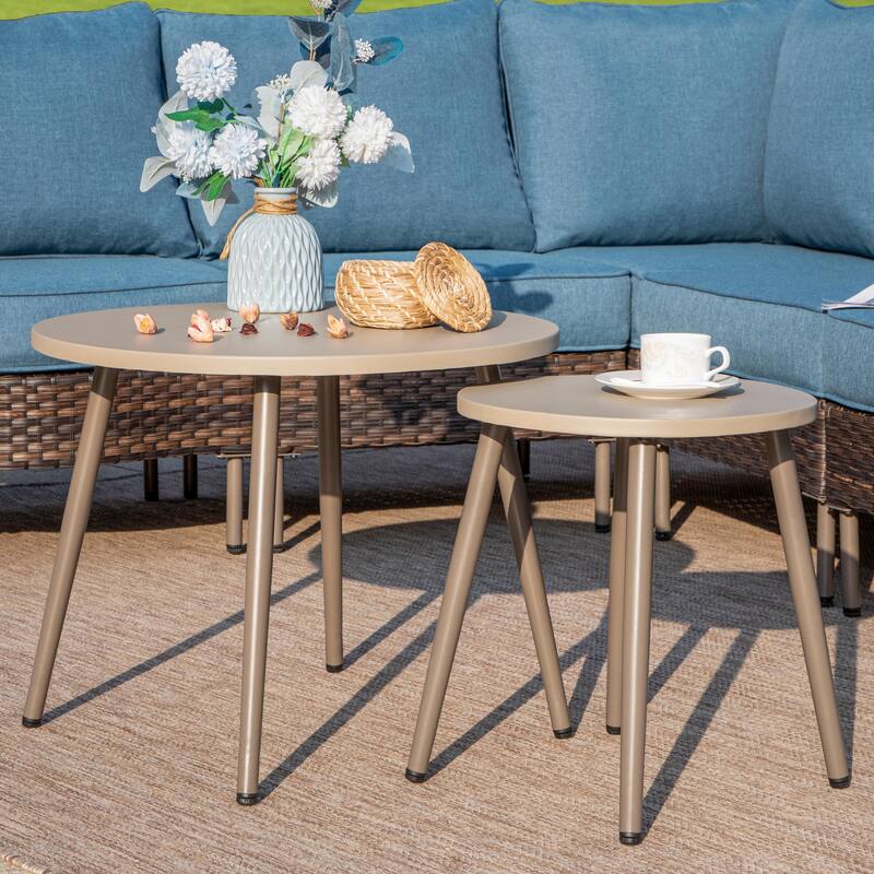 MAISON ARTS 8-Piece Outdoor Sectional Sofa Set Wicker Conversation Set with Thick Cushion and 2 Round Table