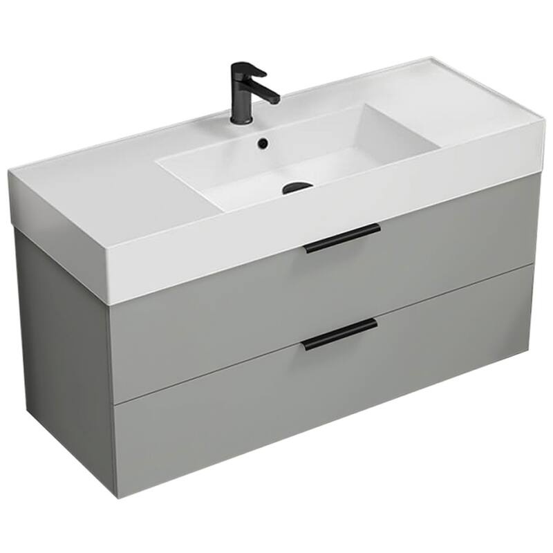 Nameeks Derin-4818-W Derin 48" Wall Mounted Single Basin Vanity Set - Grey Mist - Steel Finish