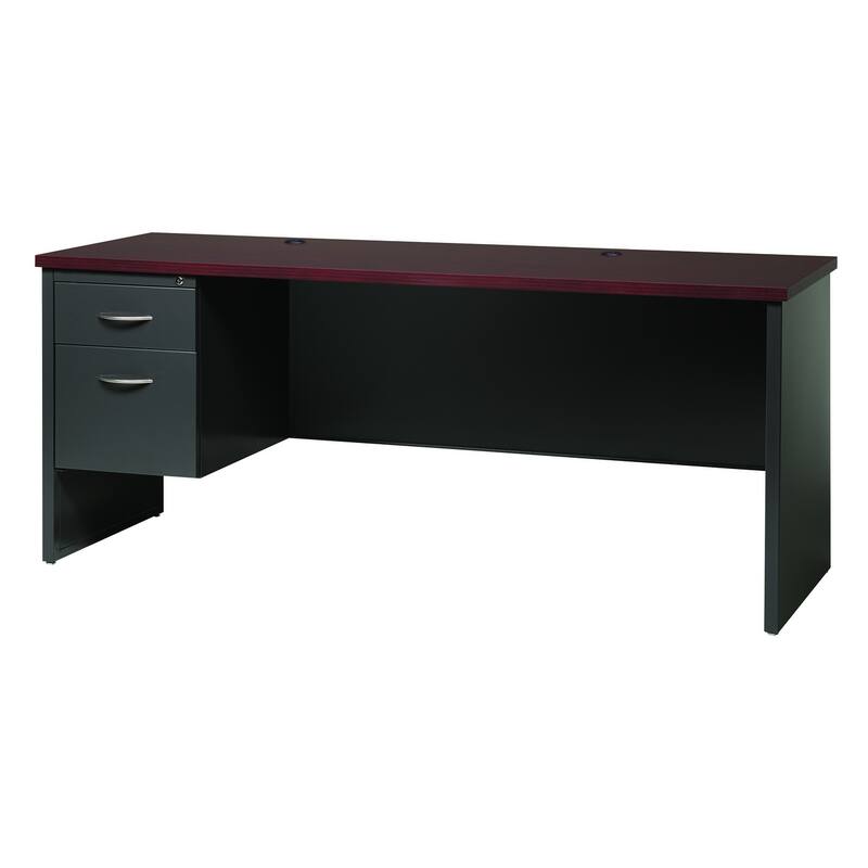 Hirsh 24D x 72W Left Hand Single Pedestal Office Desk Credenza Charcoal / Mahogany - Grey