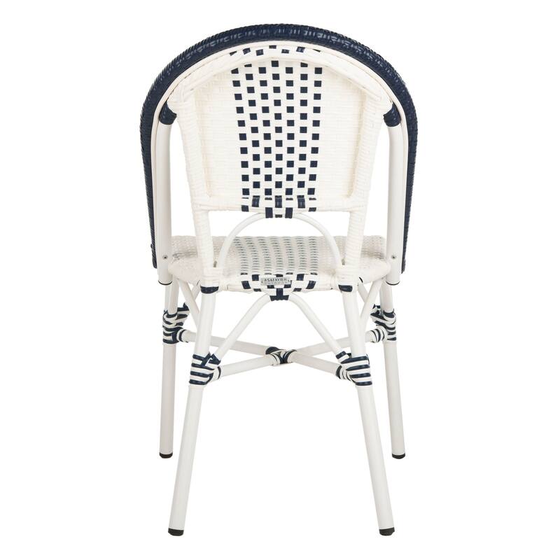 SAFAVIEH Outdoor Kiarra Chair - Navy / White (Set of 2) - 18Wx22Dx35H