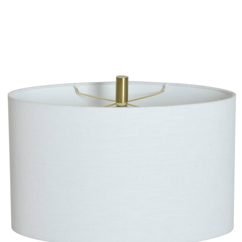 Speckled Cream Table Lamp - Textured and Brushed Brass Body - Off-White Shade
