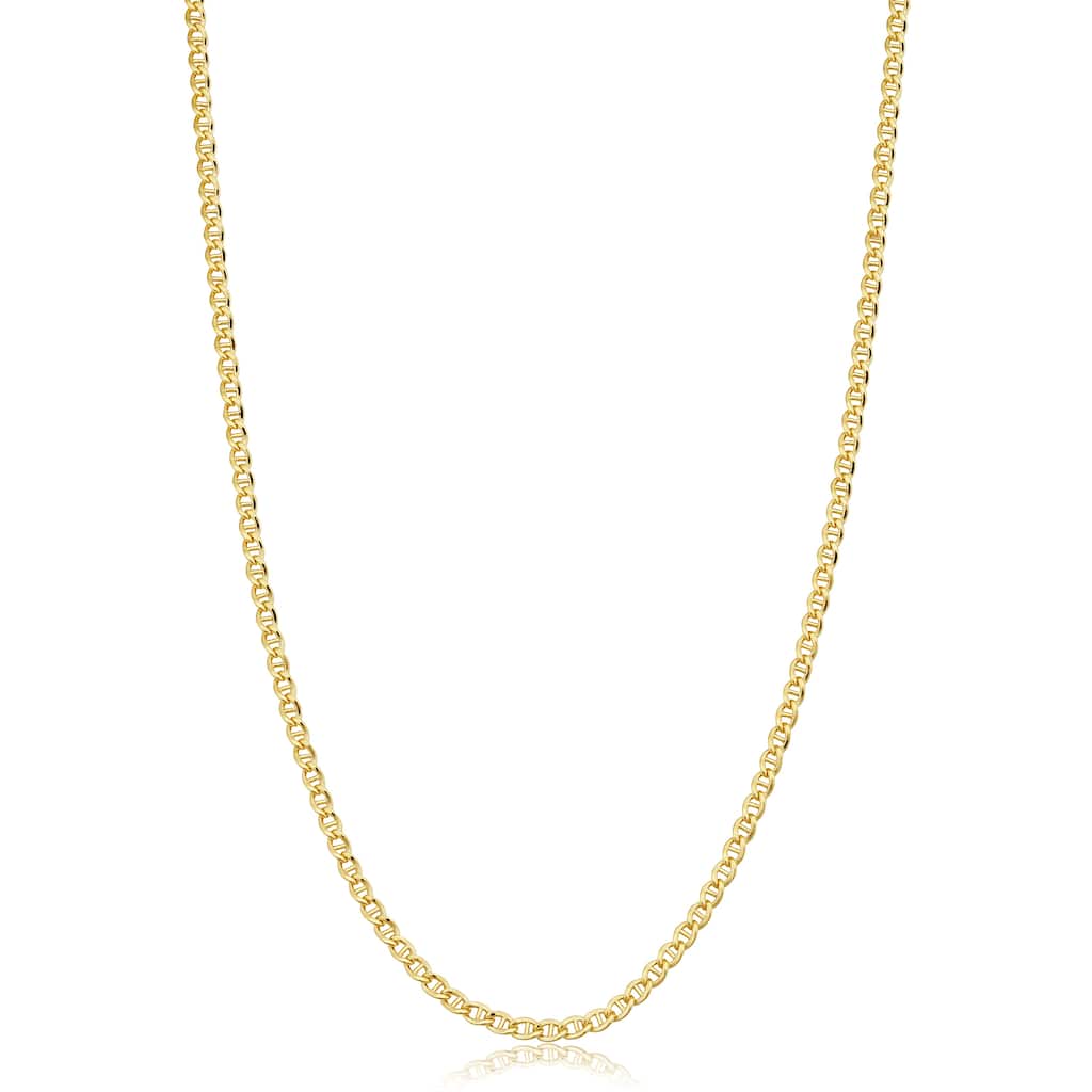 14k Yellow Gold Filled 2.55 mm Mariner Link Chain Necklace For Men and Women
