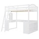 preview thumbnail 3 of 52, Solid Wood Loft Bed with Bulit-in U-shaped Desk and 2 Drawers, Full Size Loft Bedframe with Storage Shelves and Tri-fold Mirror