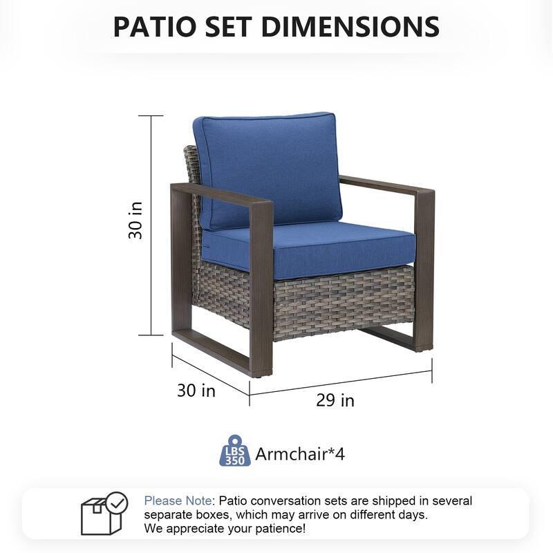 Pocassy 4 Pieces Outoor Patio Chairs Club Chair Set