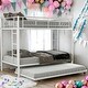 preview thumbnail 27 of 37, Twin over Twin Bunk Bed with Trundle,Modern Design,Easy Assembly,Saving Space,Silver White
