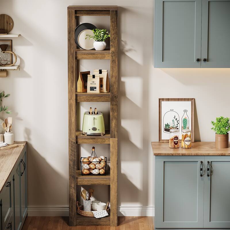 6-Tier Narrow Bookcase, 70.86" Tall Bookshelf Corner Shelf Storage Racks for Small Spaces