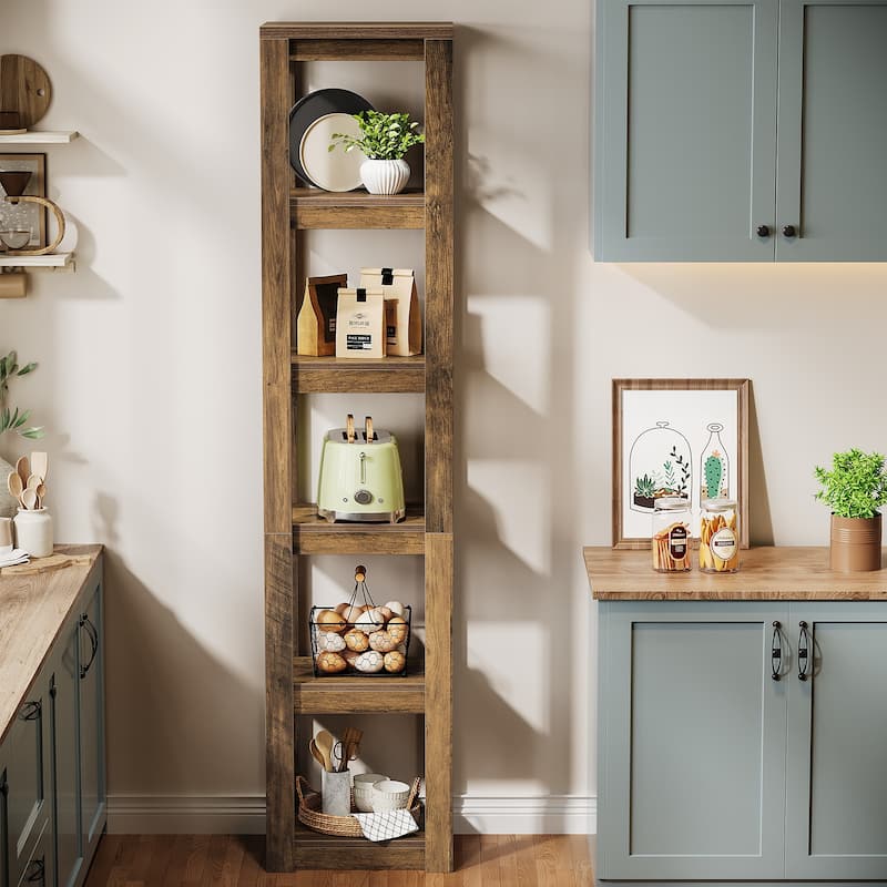 70.86" Tall Bookshelf Corner Shelf, 6-Tier Narrow Bookcase Freestanding Storage Display Shelf