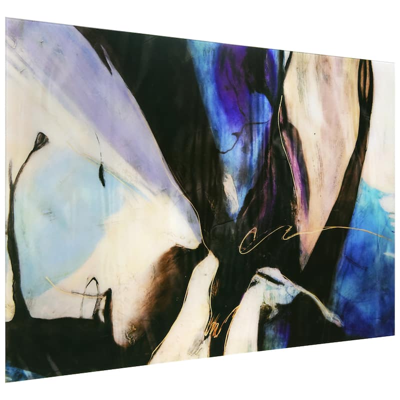 "Motivos" Abstract Frameless Tempered Art Glass Wall Art - Multi-color