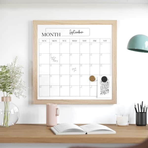 slide 2 of 36, Martha Stewart Dry Erase Magnetic Monthly Calendar and with Woodgrain Frame Light Natural Woodgrain