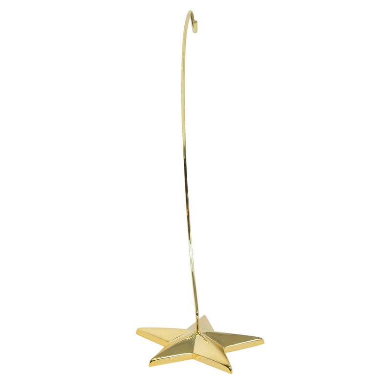 5 Point Star Metal Ornament Holder Christmas Display Stand - 12" - Gold Tone