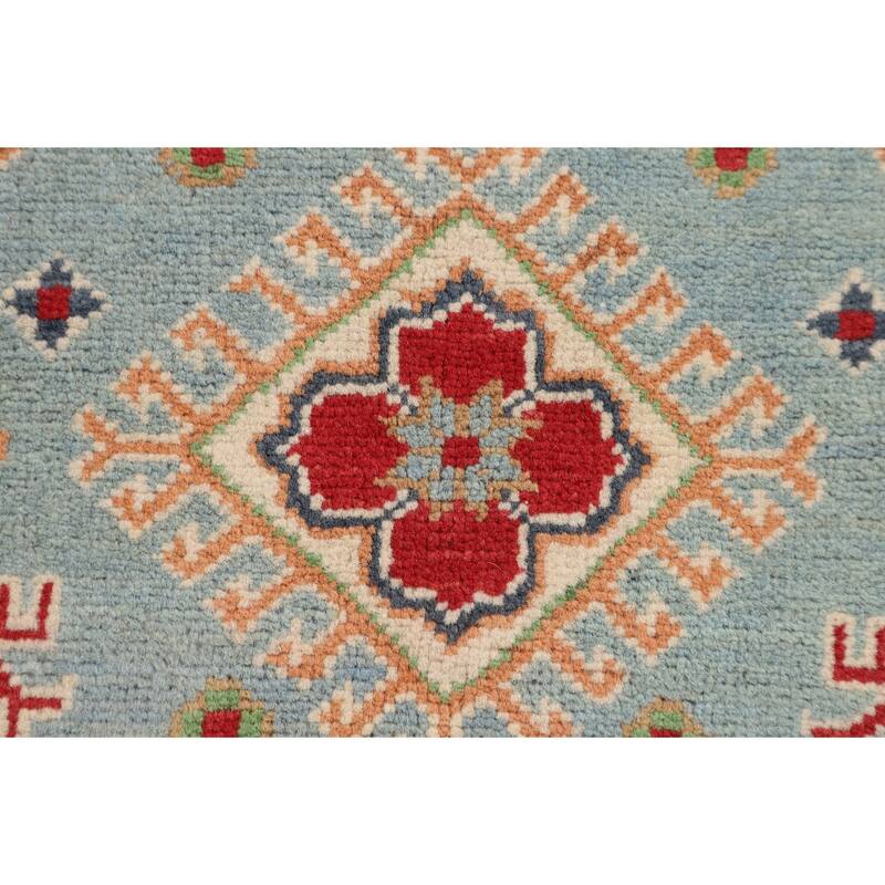 Light Blue Kazak Oriental Rug Handmade Accent Wool Carpet - 2'9" x 4'3"