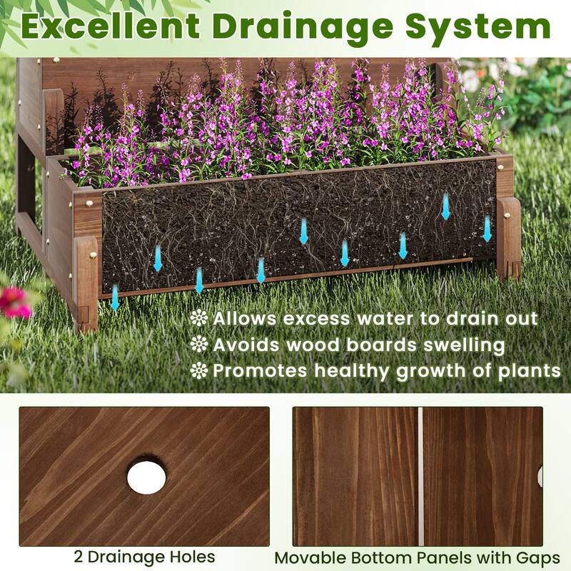 Gymax 2PCS Raised Garden Bed w/Trellis Drainage Holes Legs Twisting