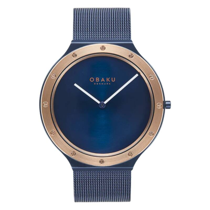 Obaku Men's Analog Blue Dial Watch - V285GXSLML - One Size