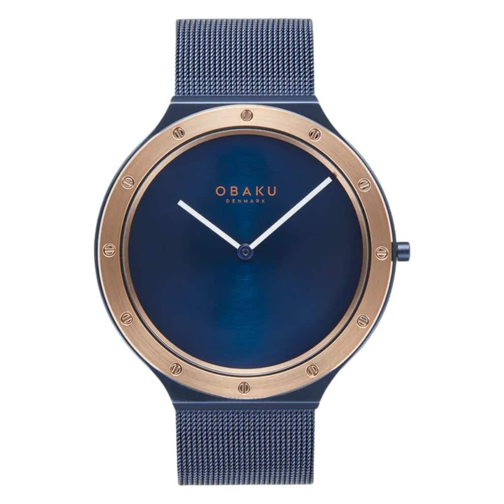 Obaku Men's Analog Blue Dial Watch - V285GXSLML - One Size
