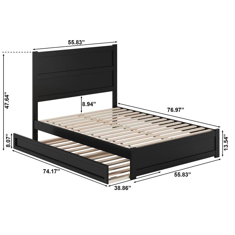 Aveline Wood Platform Bed with Matching Footboard & Trundle
