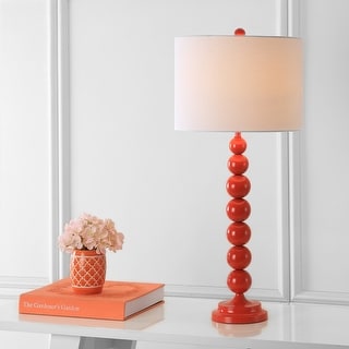 SAFAVIEH Lighting 31-inch Jenna Stacked Ball Orange Table Lamp (Set of 2) - 14"x14"x31.5"
