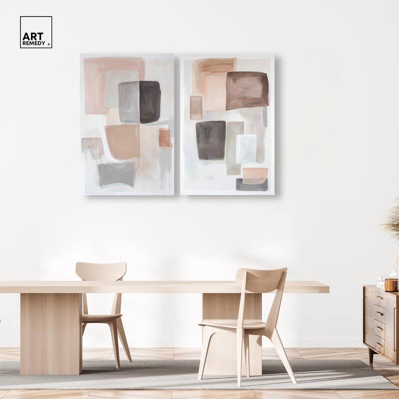 Soft Shapes Set Canvas Set of 2 by Art Remedy, Gallery Wrapped