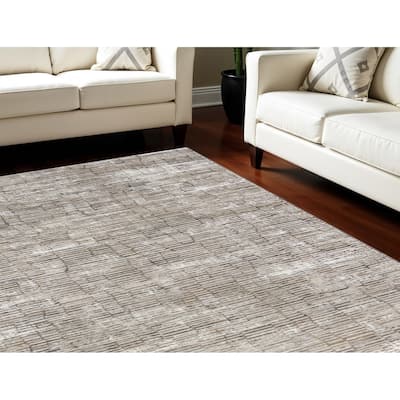 Power Loomed Abstract Modern Non Skid Stain Resistant Area Rug - 118' X '94' X '0.5