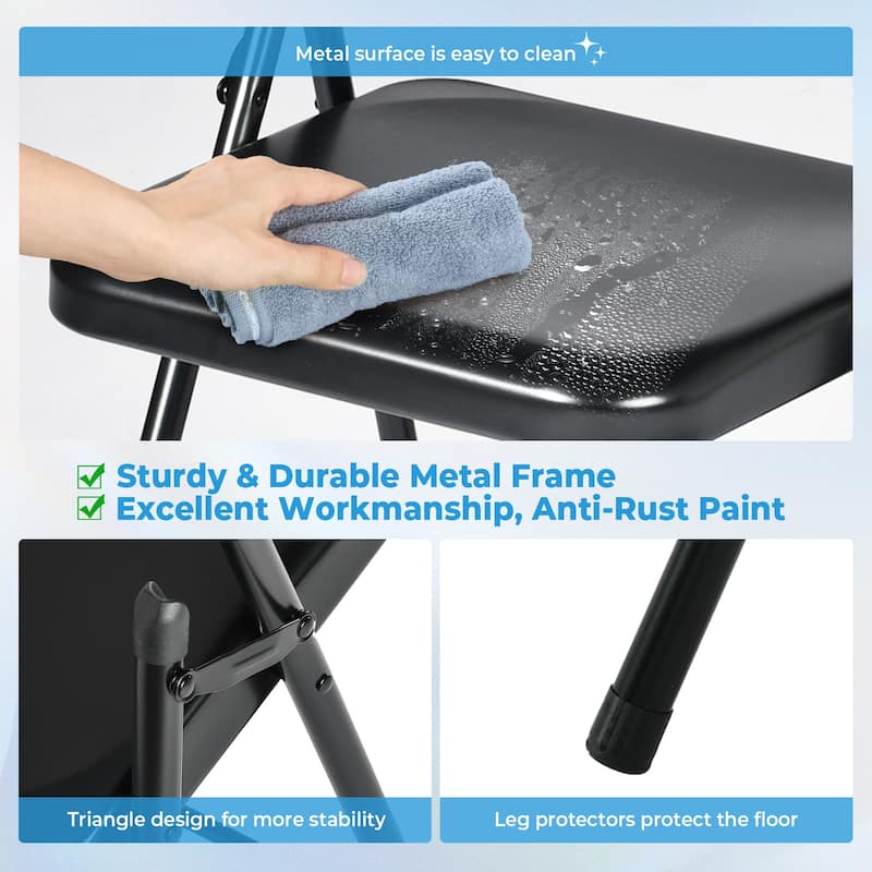 Homy Casa 4PK Folding Chair Set-Portable, Cushioned, and Space-Saving