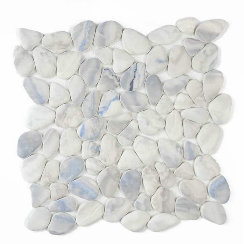 The Tile Life Huron Rock 12x12 Blue Glass Pebble Floor & Wall Tile