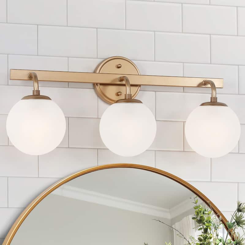 Siya Modern Gold Bathroom Vanity Light 3-light Wall Sconces with Frosted Glass Dimmable Light - L23.5"x W 6.5"x H 10.5"
