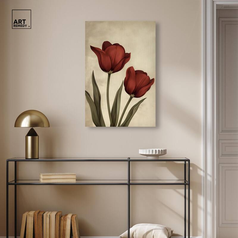 Deep Red Tulips Canvas by Art Remedy, Gallery Wrapped