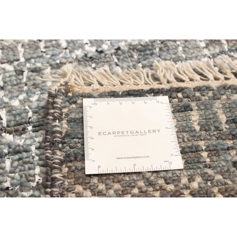 ECARPETGALLERY Hand-knotted Silk Shadow Charcoal Viscose, Wool Rug - 2'9 x 13'0