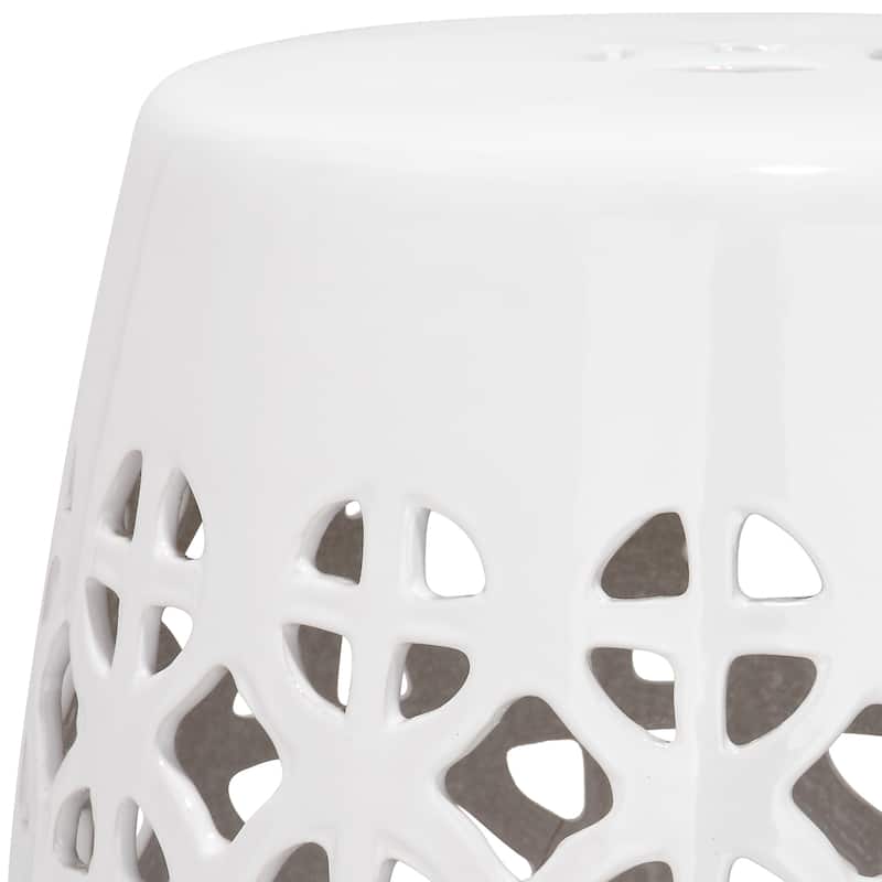 SAFAVIEH Paradise Sevdalija Tranquility White Ceramic Decorative Garden Stool