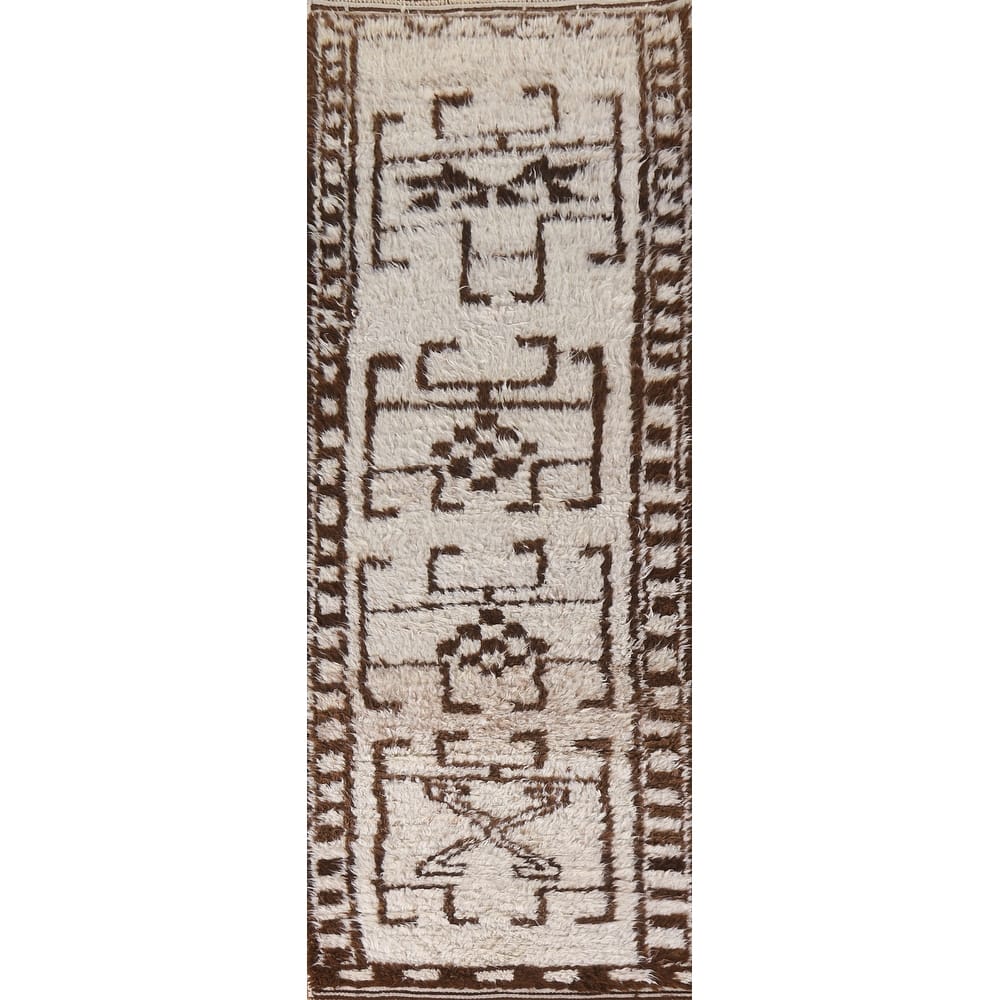 Plush Turkish Anatolian Beige Runner Rug Hand-knotted Wool Carpet - 3'2"x 10'6"