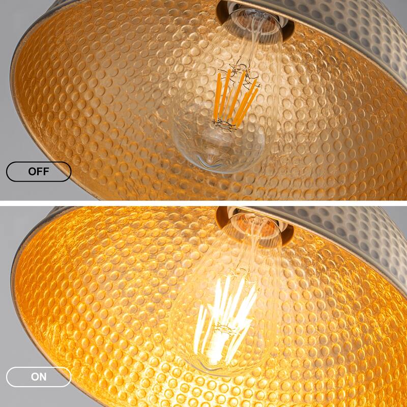 Industiral Hammered Antique Bronze Wood Dome Pendant Light - W12"