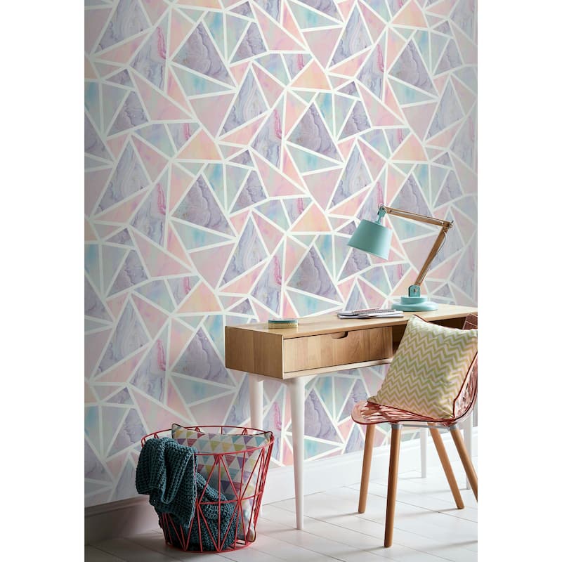 Pastel Geometric Fragments Multi Wallpaper - 20.8 in. W x 33ft L - Double Roll