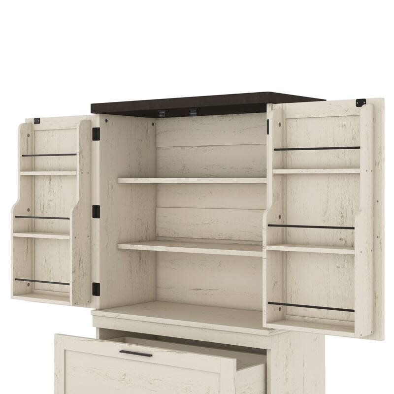 Modern Farmhouse Style Wooden Cabinet with Sturdy Frame with Inside Door Storage Divider with Drawers