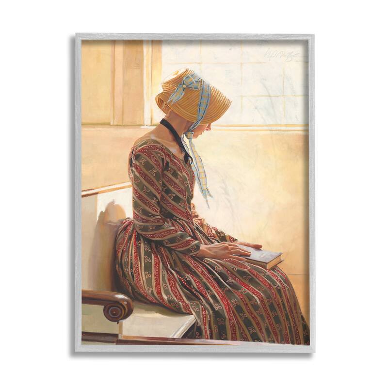 Stupell Female in Traditional Clothing with Book Framed Wall Art - 16 x 20 - Silver