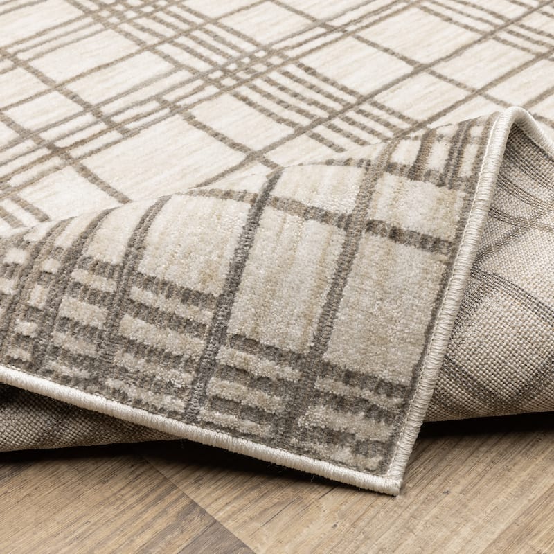 Hansel Etched Stripes Ivory/ Brown Area Rug