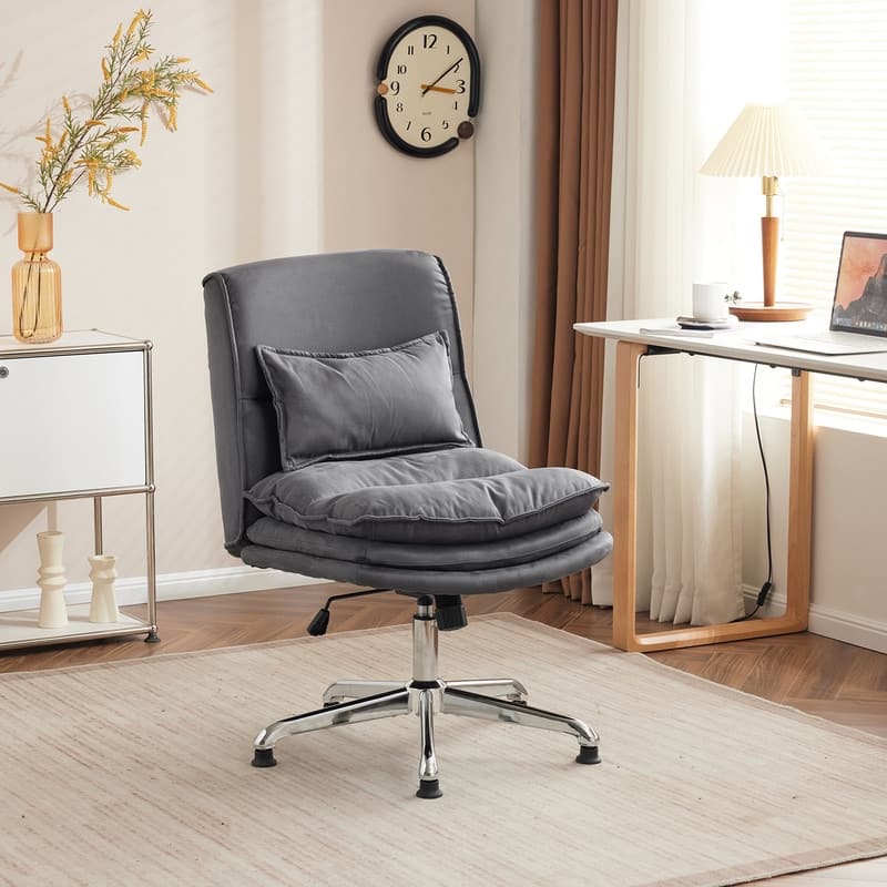 Upholstered Armless Polyester Fiber Task Office Chair