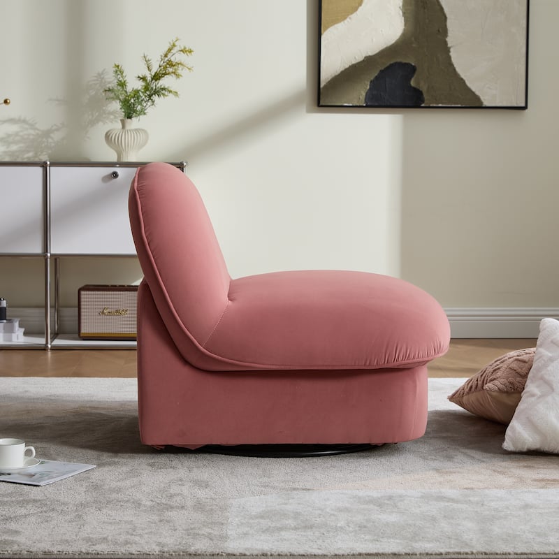 Pumpkin-Shaped Swivel Chair, 360-Degree Swivel Accent Chair for Living Room Bedroom Office