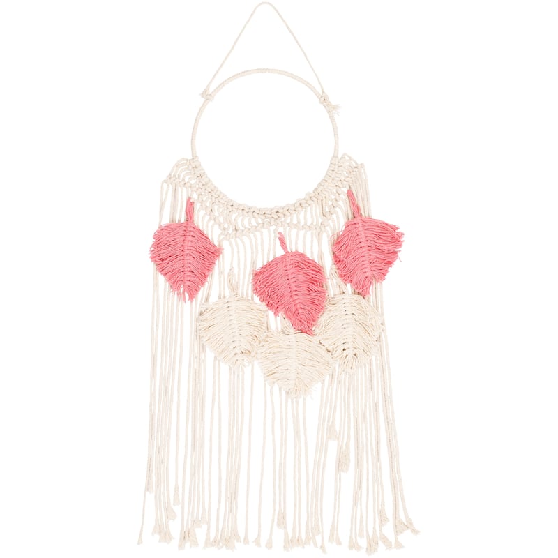 Bianka Fringe Leaf Wooden Hoop Wall Hanging - 32"H x 11"W