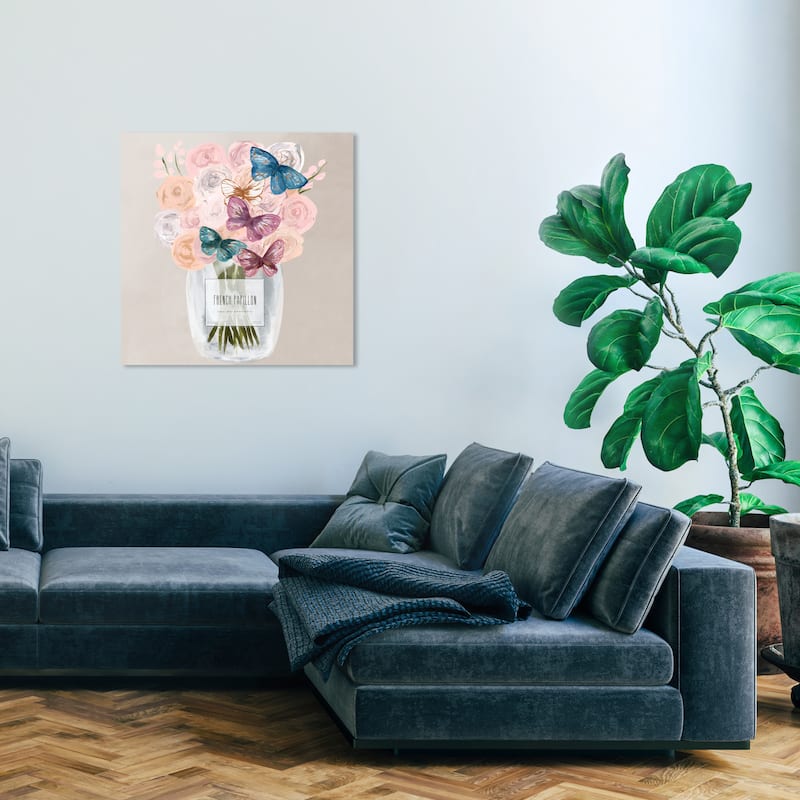 Wynwood Studio Canvas Fashion and Glam French Papillon Pink and Pastel Pink Modern & Contemporary Wall Art Canvas Print - 30 x 30