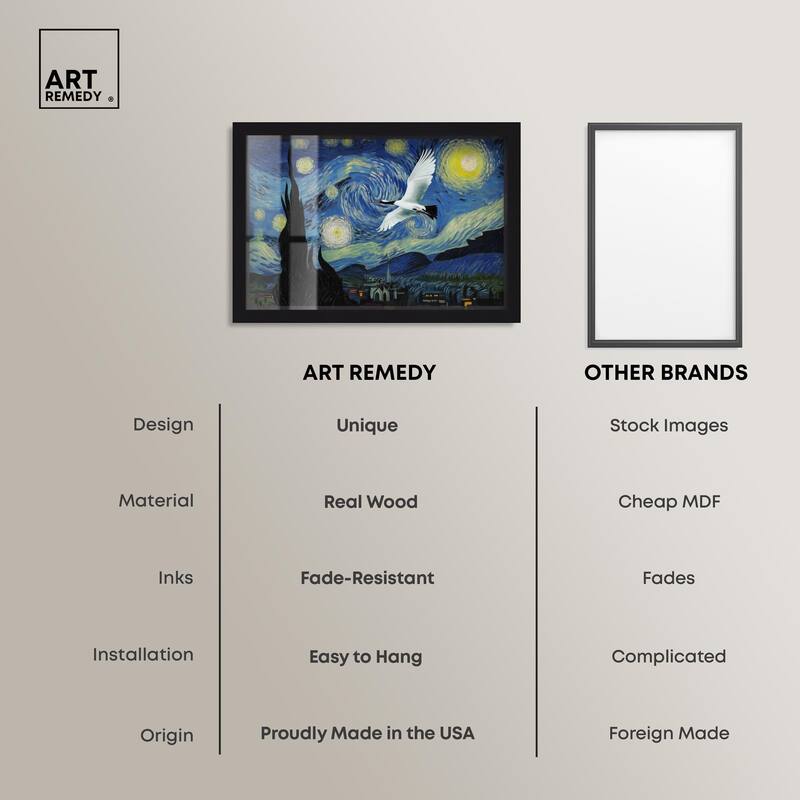 Crane Starry Night Shadowbox by Art Remedy