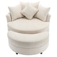 preview thumbnail 46 of 57, Roomfitters Modern 360° Swivel Barrel Chair with Hidden Storage Ottoman, Chenille Upholstery and Four Pillows