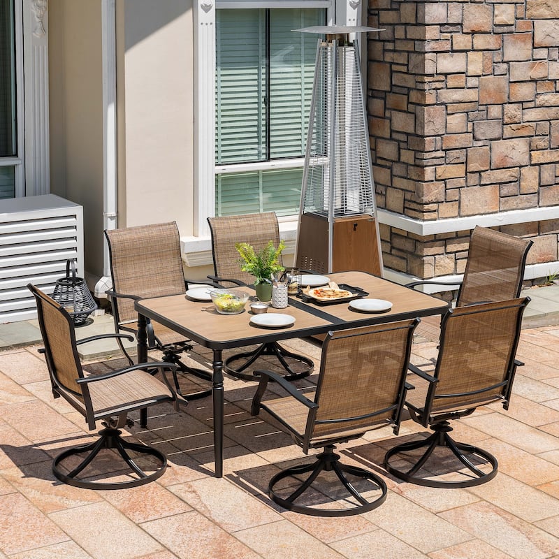 Outdoor 2-Piece Patio Swivel Chair Set, Textilene Fabric, Iron Frame
